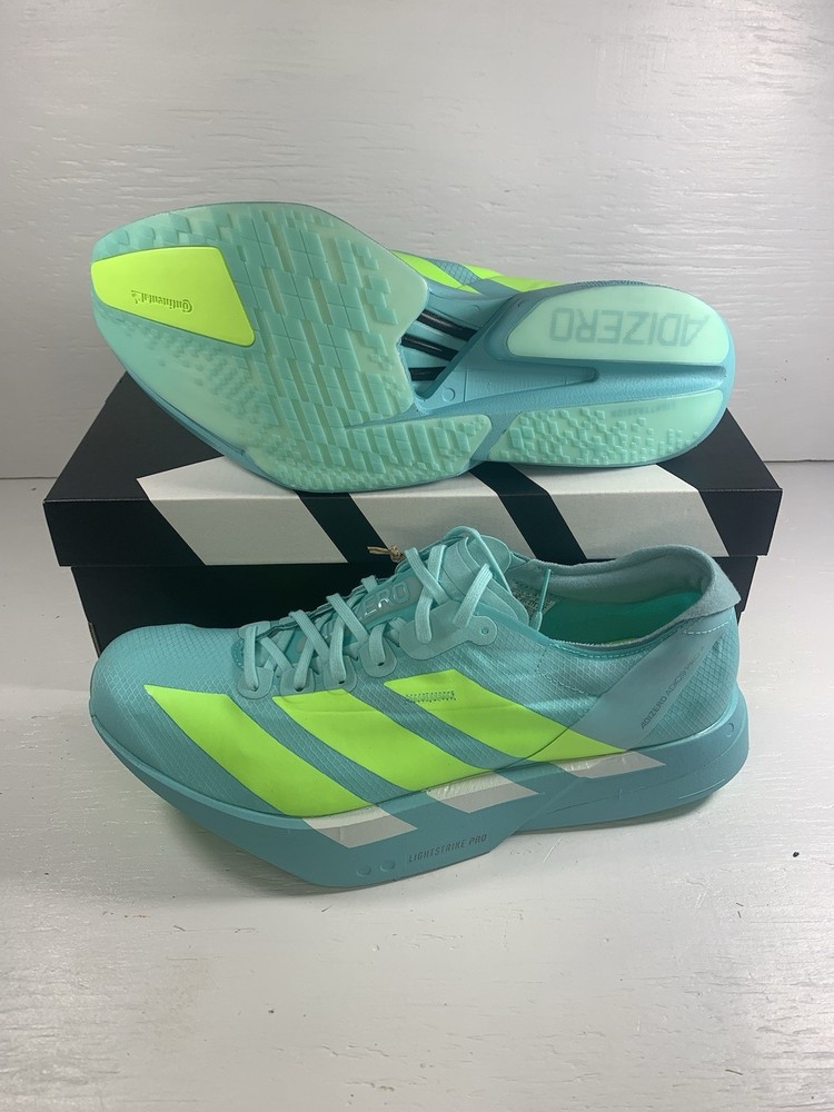 Size 10 - Adidas Adizero Adios Pro 4 (Blue/Neon) Men's Running Shoes