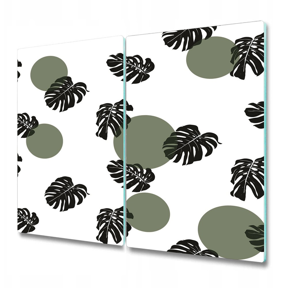 Tempered Glass Chopping Board Utensil Board Monstera Leaf Wheels Leaf 2x30x52