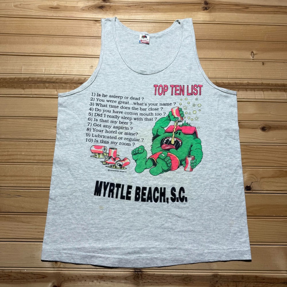 Vintage 90s Myrtle Beach  South Carolina Top Ten List Novelty Tank Top USA Large