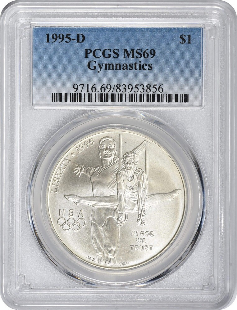 1995-D Olympic Gymnastics Silver Dollar MS69 PCGS Certified