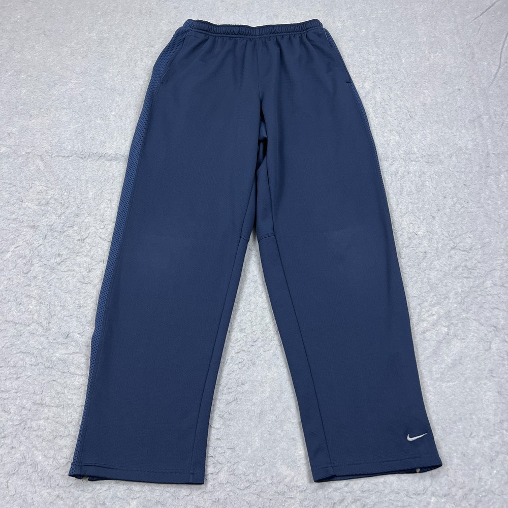 VTG Nike Track Pants Mens Large Blue Ankle Zip Straight Leg Y2K Wide Side Stripe