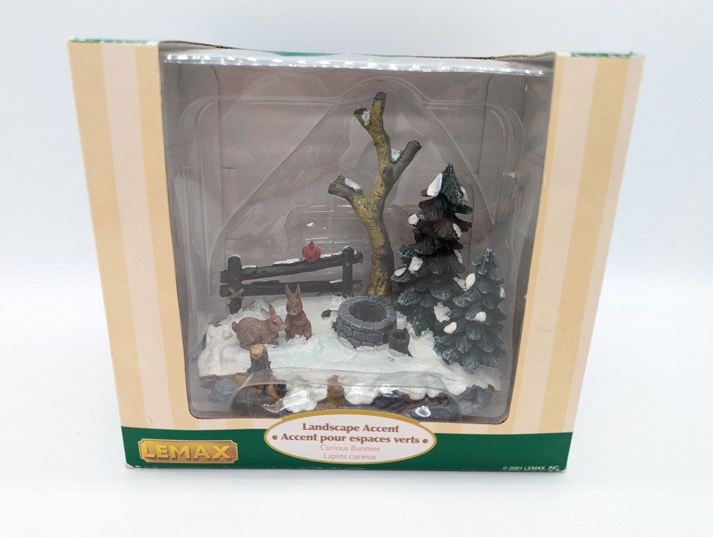 LEMAX - Curious Bunnies - #13353-  Landscape Accent - 2001 Christmas Village-image