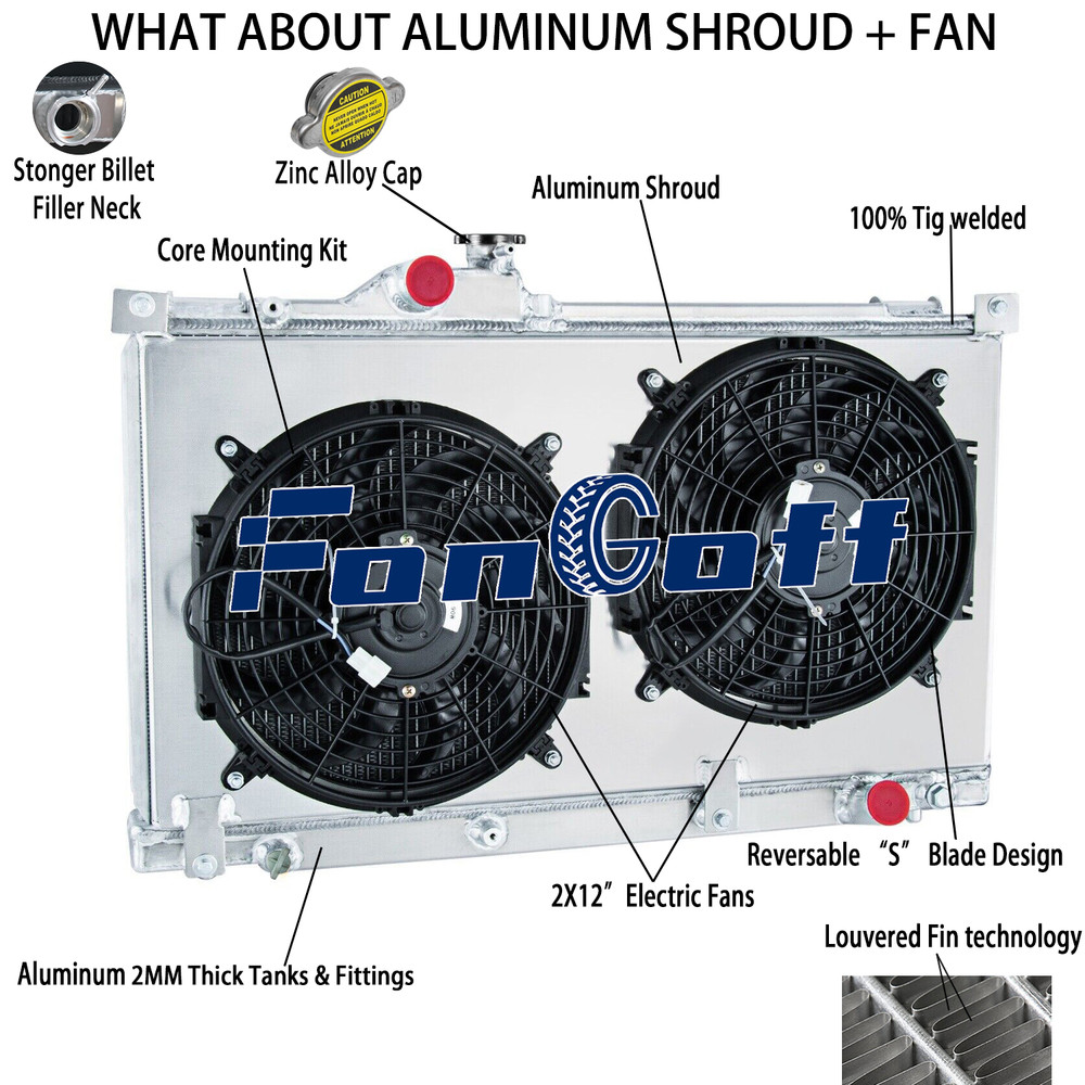 3-Row Aluminum Radiator+Shroud Fan for 2001-2005 2003 Lexus IS300 3.0L l6 Gas MT