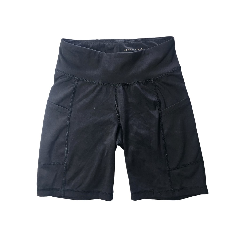 Aéropostale Women’s Black Biker Shorts Small High Rise Stretch Athletic Pocket