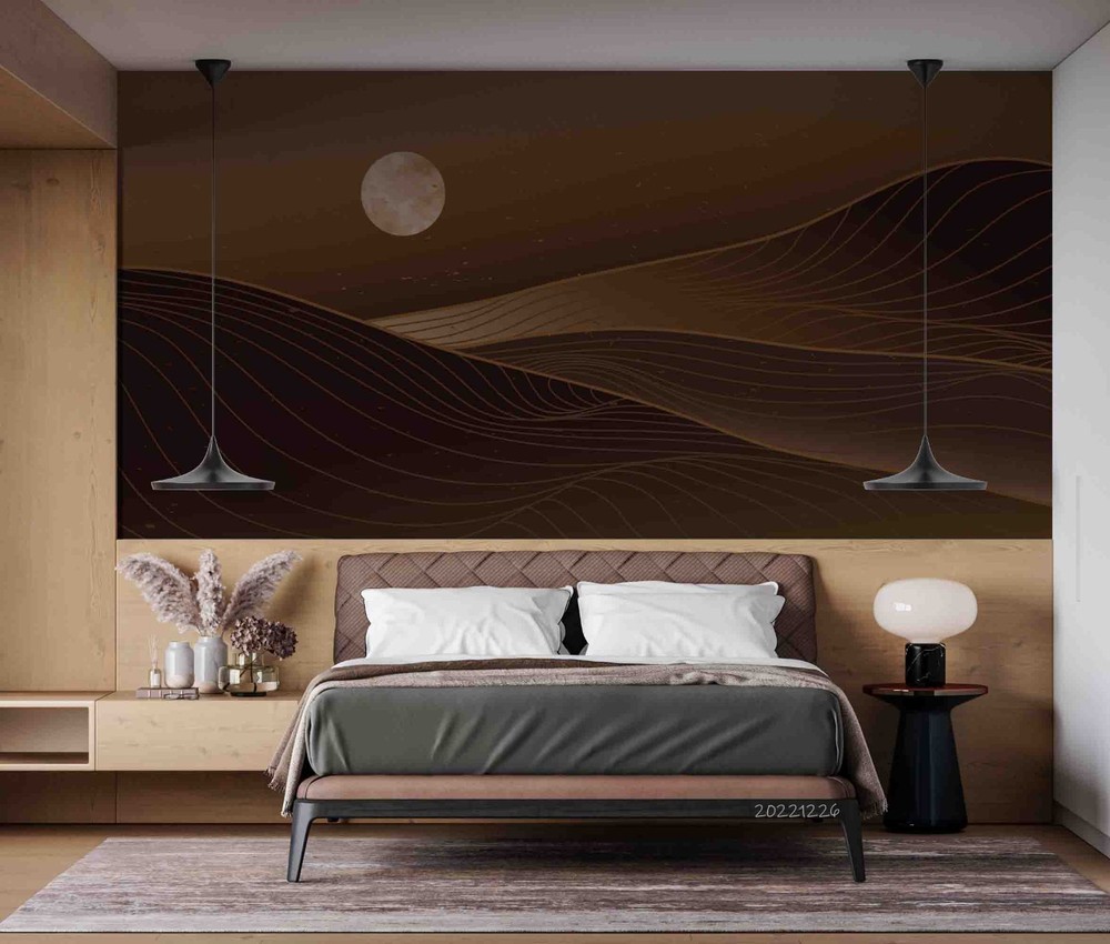 3D Mountain Moon Abstract Painting Wall Murals Wallpaper Murals Wall Sticker