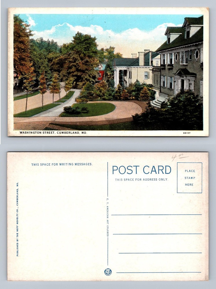 Cumberland, MD-Maryland, Washington Street Homes PC Vintage Postcard
