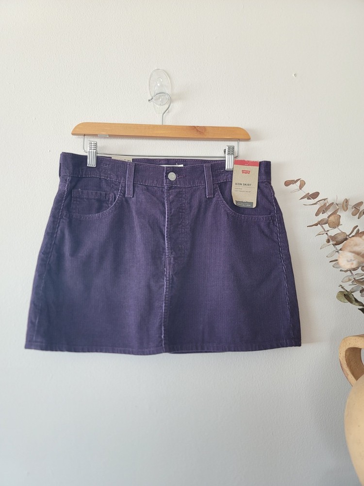 Levi’s Icon Corduroy Mini Skirt in Plum Perfect Purple Cotton NWT Sz 29