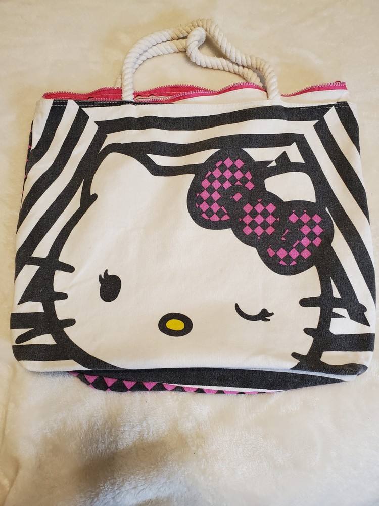 Hello Kitty Canvas Tote, Zipper Top