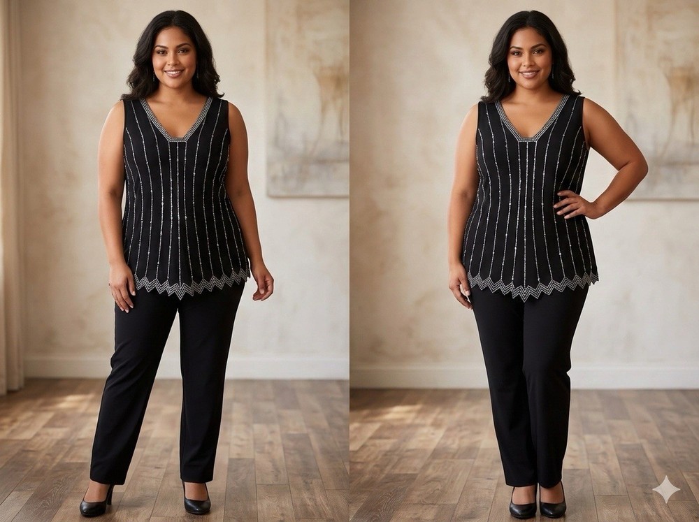 Studio 1940 Women's Blouse size 18/20 Black And Silver