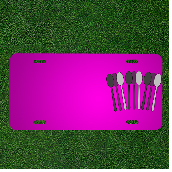 Custom Personalized Car License Plate with Names or Spoon Silverware Design