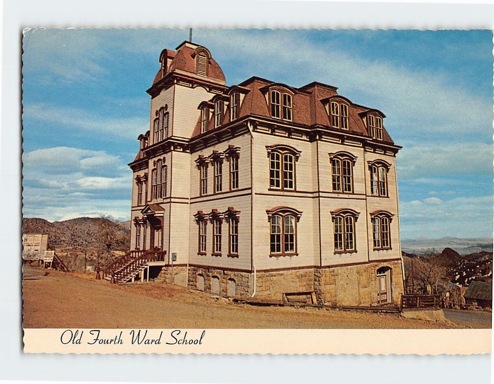 Postcard Old Fourth Ward School Virginia City Nevada