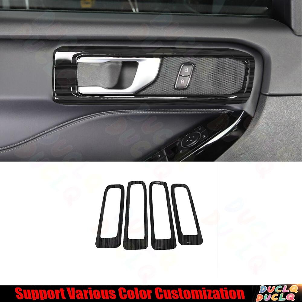 For Ford Explorer 2020-2023 Black Wood Grain Inner Door Handle Bowl Panel Trim