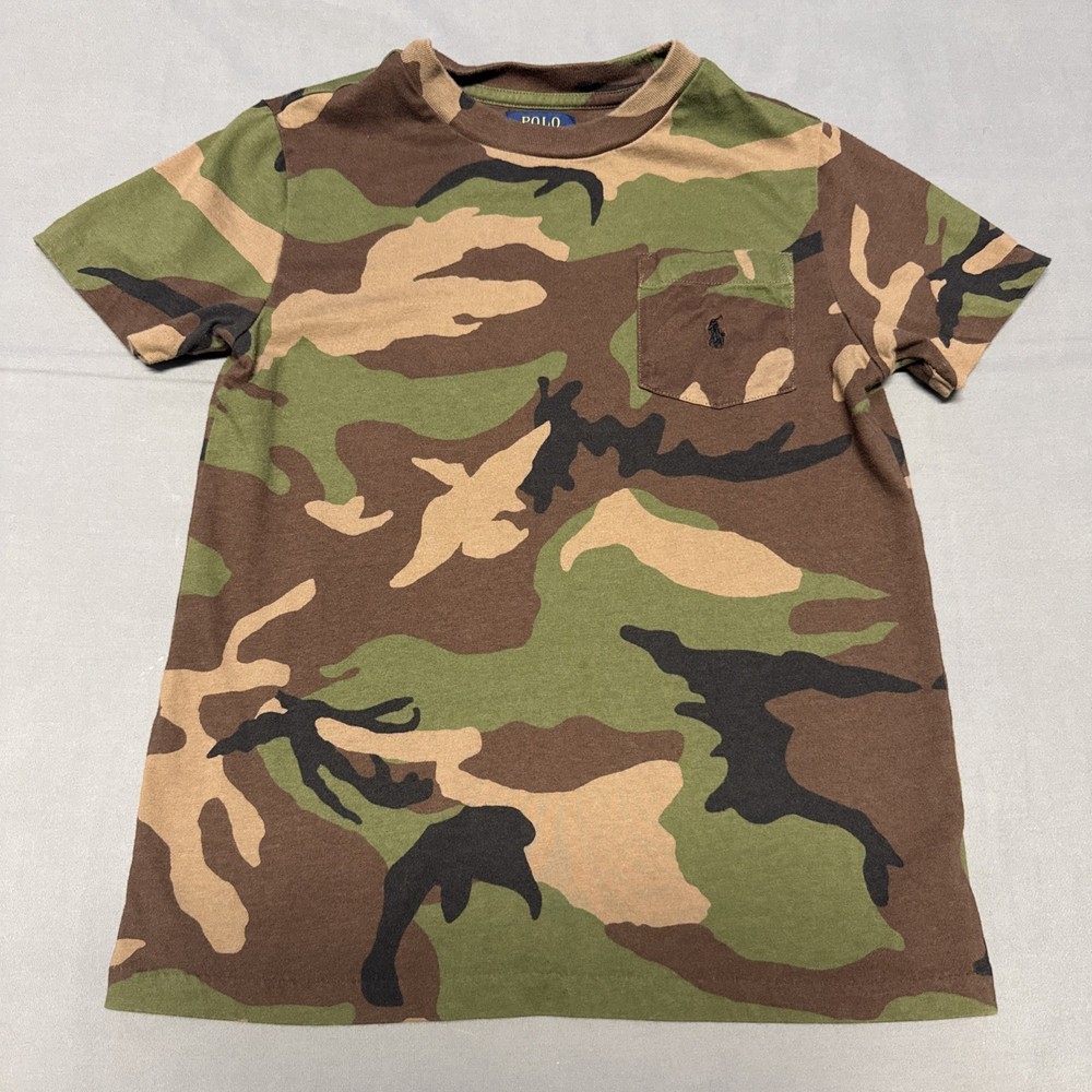 Polo Ralph Lauren Boys 7 Camo Print Graphic Short Sleeve Pocket T-Shirt