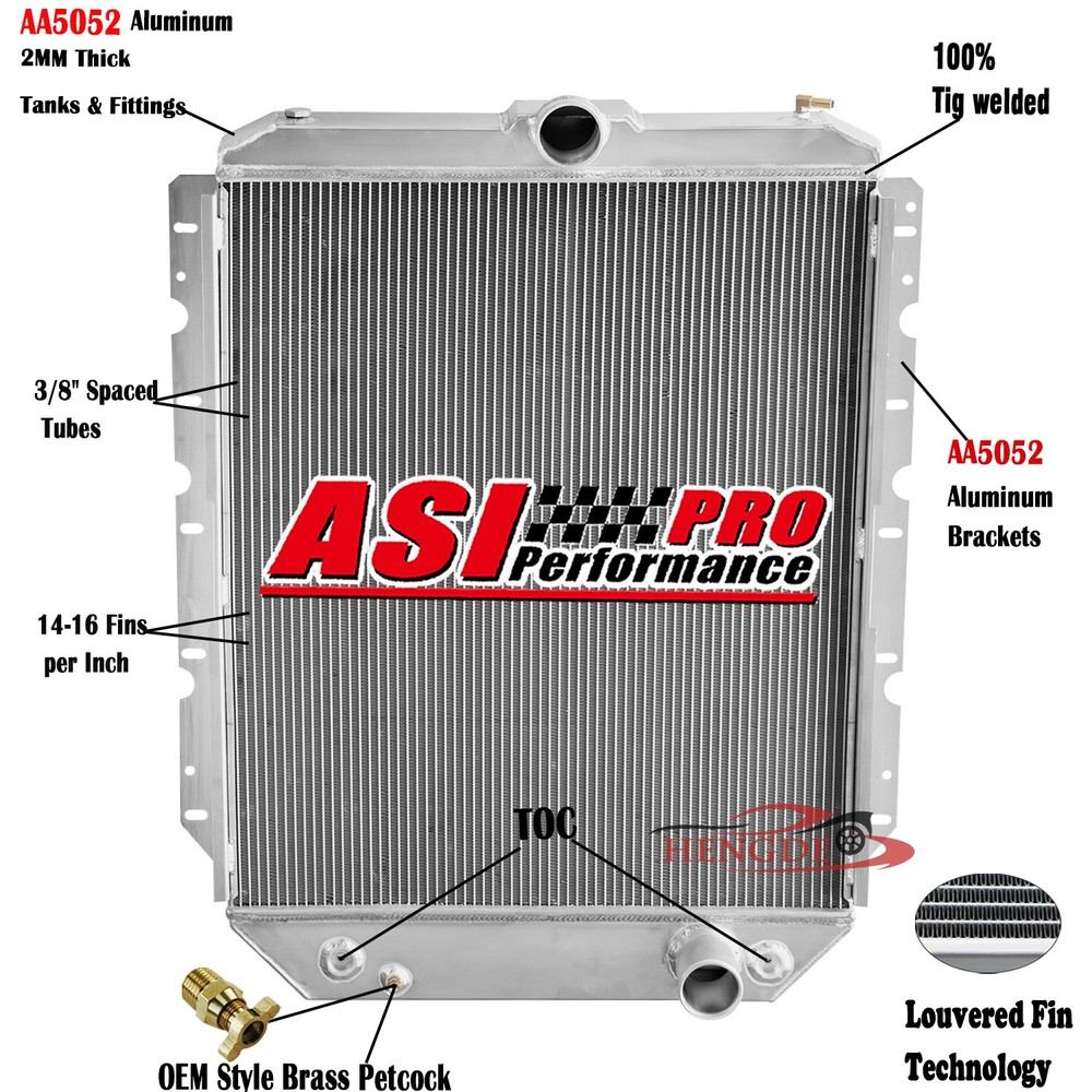 3 Row 52mm Aluminum Radiator for International 2300 3000 3600 3800 4900