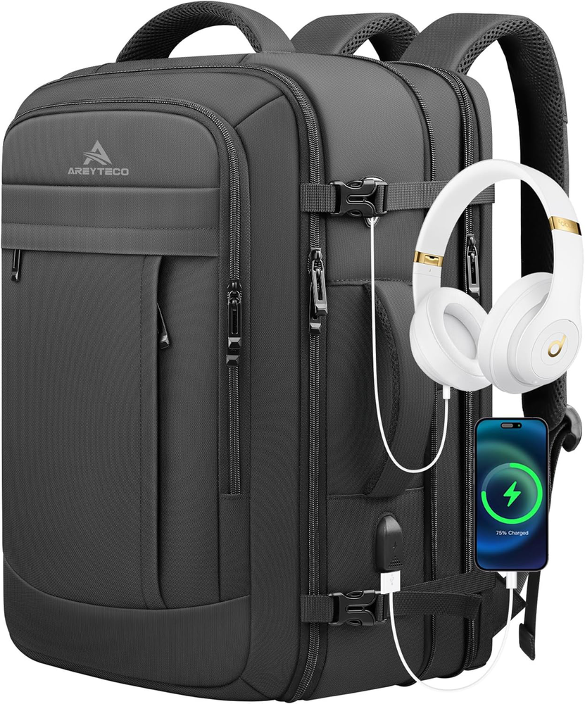 50L Water-Resistant Travel Backpack Fits 17-Inch Laptop Extra Large Carry On