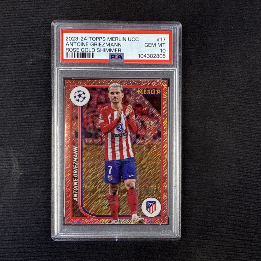 Topps 2023-24 Merlin UCC Antoine Griezmann #17 Rose Gold Shimmer /299 PSA 10
