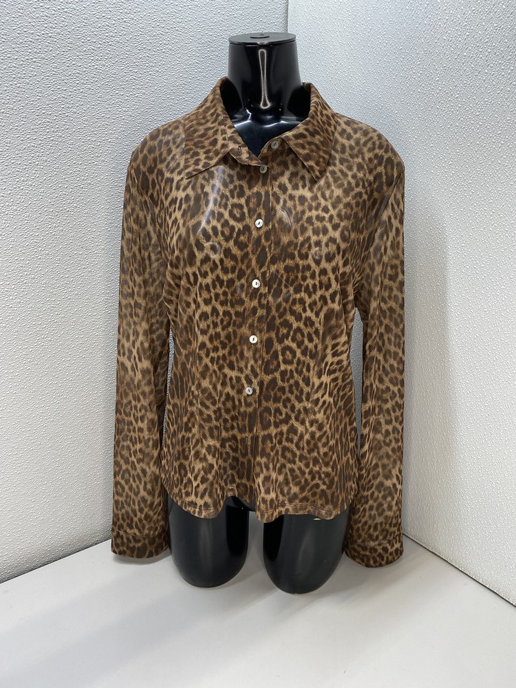 Rouje Womens Shirt Top Marron Brown Size 10 Palmyra Felindra Cheetah Print
