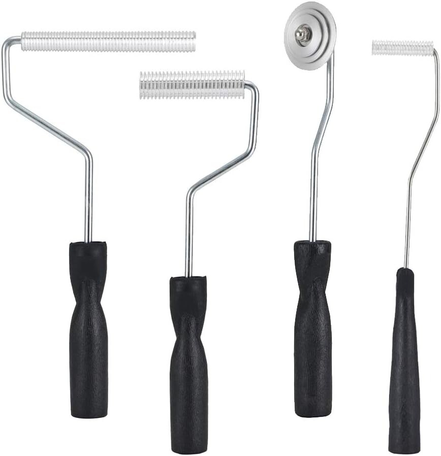 Fiberglass Roller Tools Kit, 4pcs Fiberglass Resin Laminating Bubble Roller Set
