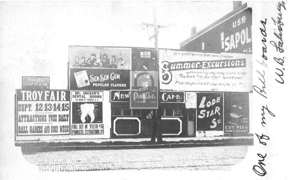 1905 Advertising Billboard New Palace Cafe Waverly New York NY - Reprint
