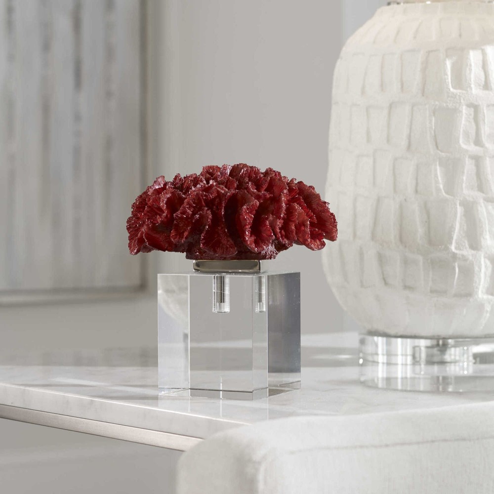Uttermost 18601 Red Coral Cluster Crystal Iron Statue by David Frisch