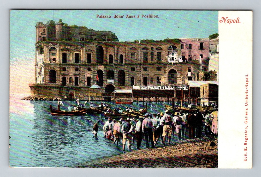Italy- Naples Palace Of Lady Anna Posillipo Neighborhood Postal Vintage Postcard