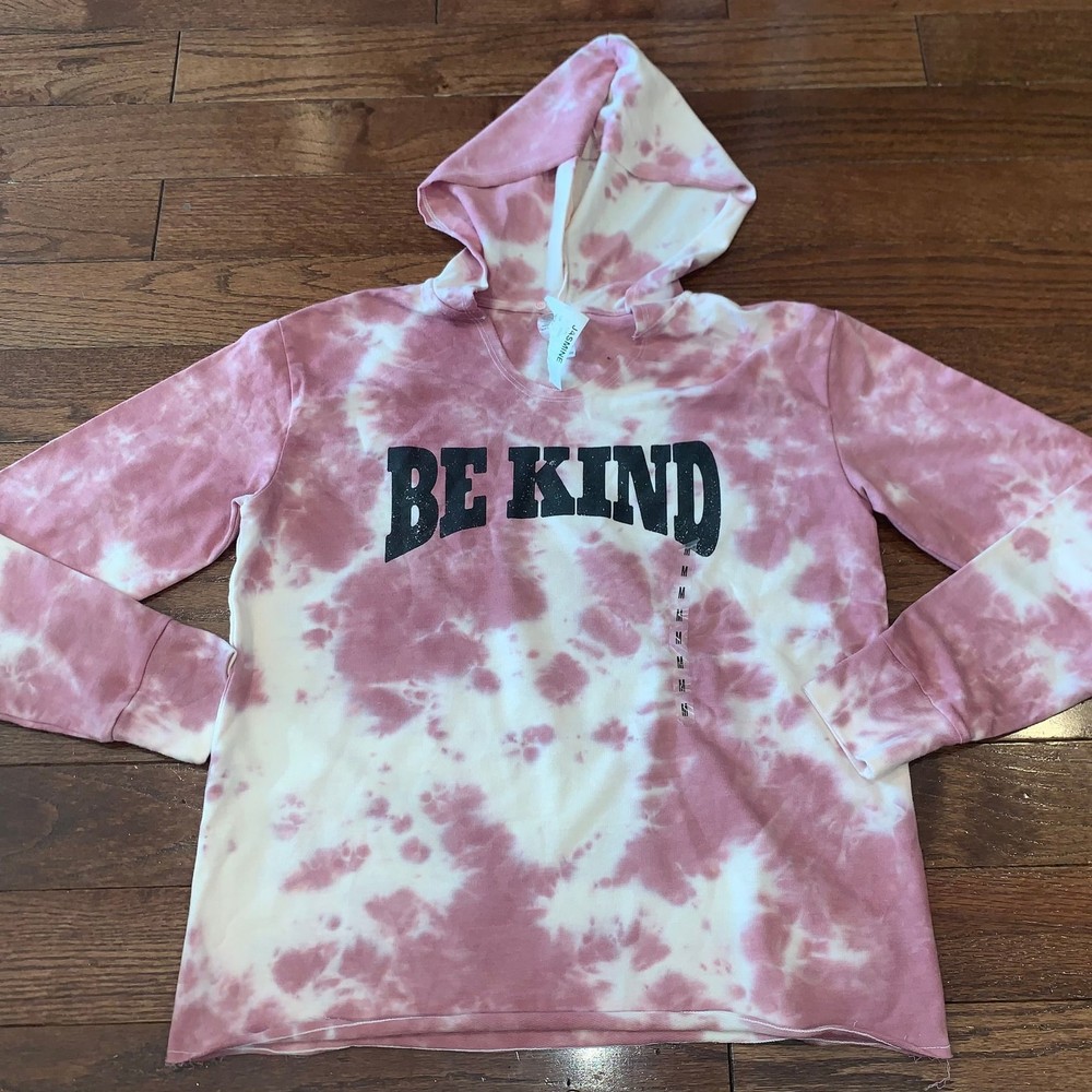 Jasmine Women's Tie-Dye Be Kind Hoodie Pink & White Size M