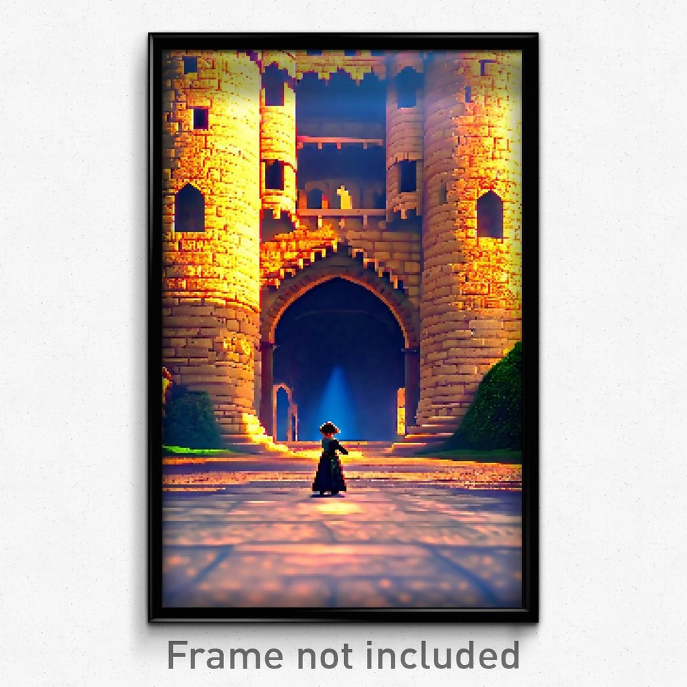 Pixel Art Poster - Grandiose Fort (8 Bit Psychedelic Trippy Video Game Print)