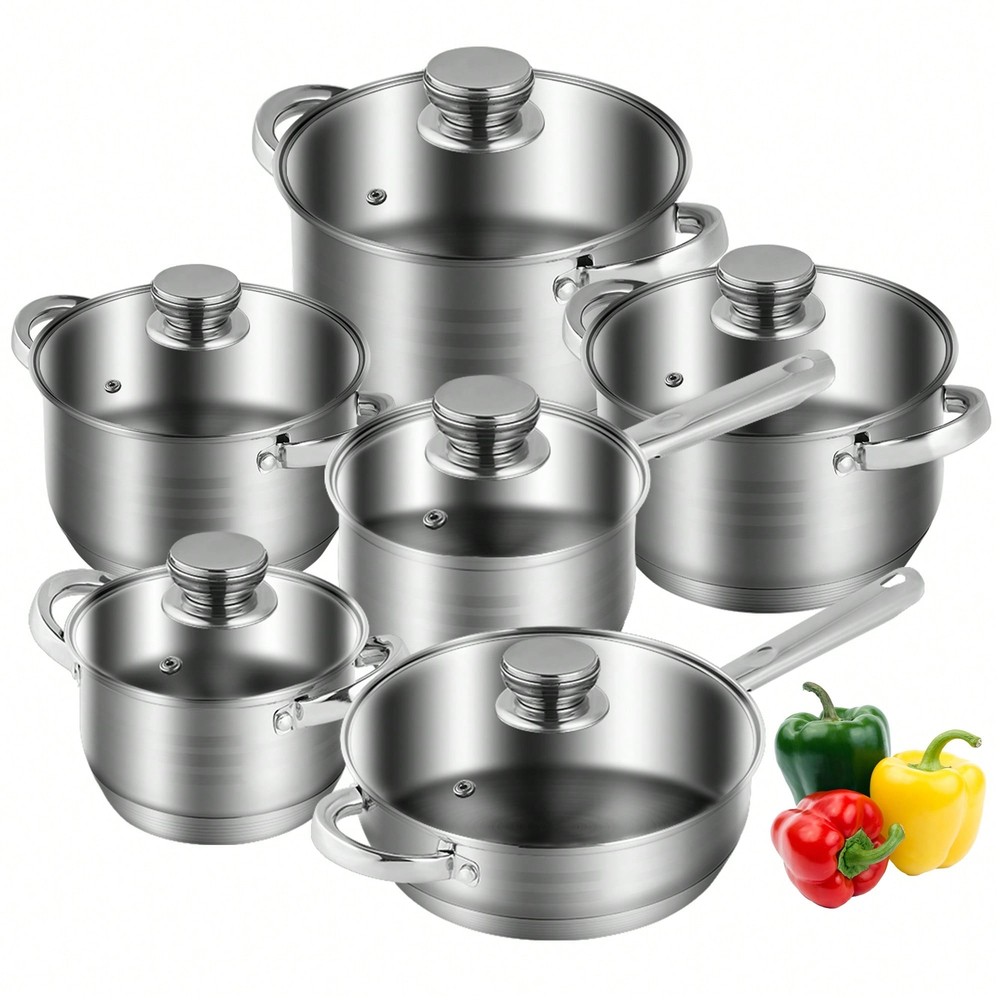 12-Piece Stainless Steel Induction Cookware Set by Caannasweis