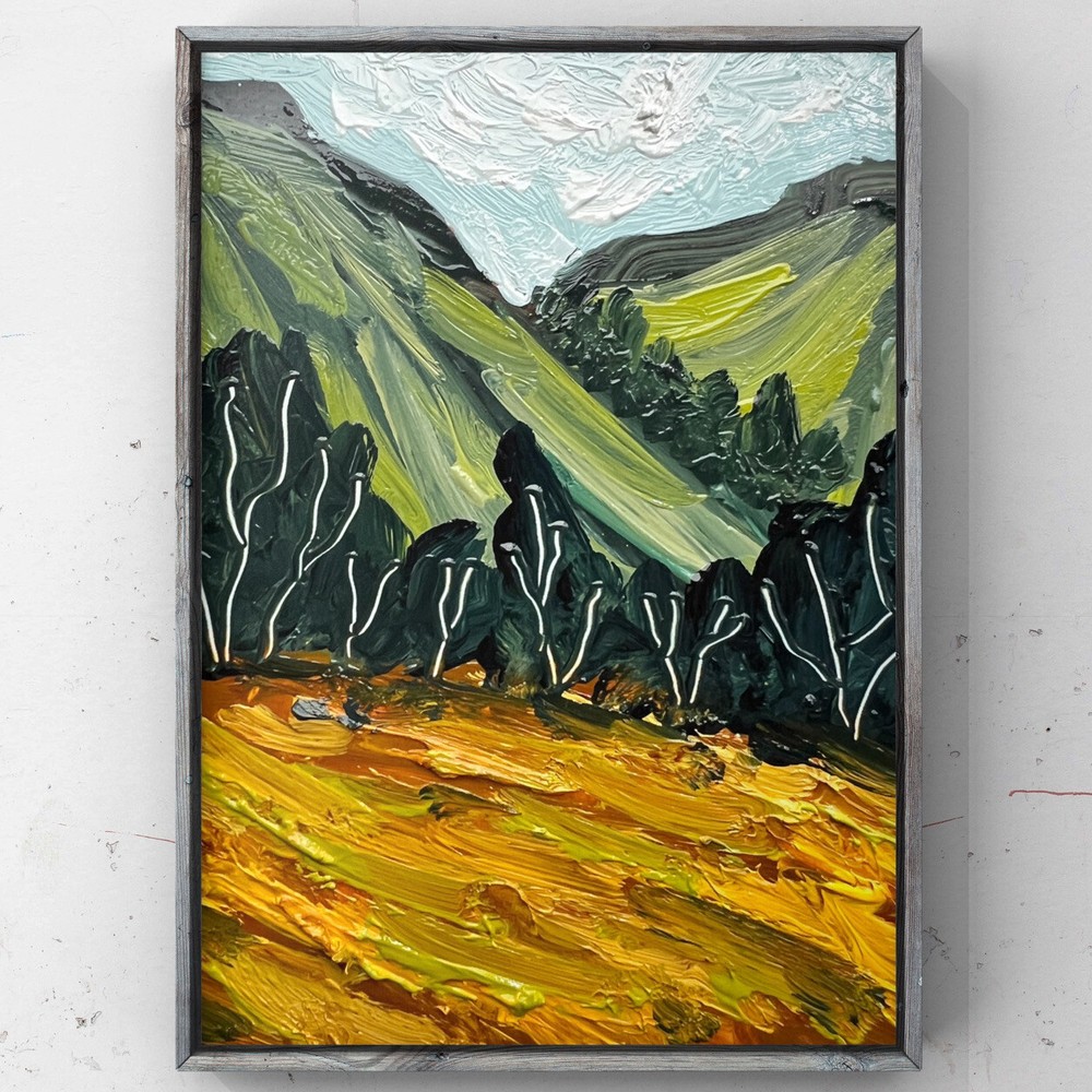 Abstract Norway mountain forest oil painting Scandinavia travel art-image