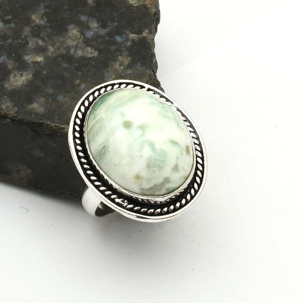 Dendrite Opal Gemstone Ethnic Handmade Ring Jewelry Gift US Size-8.5 AR 76300