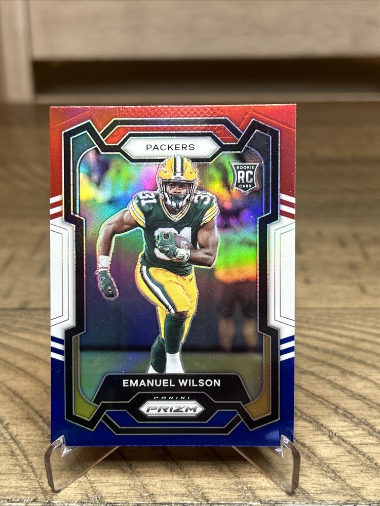2023 Panini Prizm - Rookies Red White & Blue Prizm #335 Emanuel Wilson (RC)