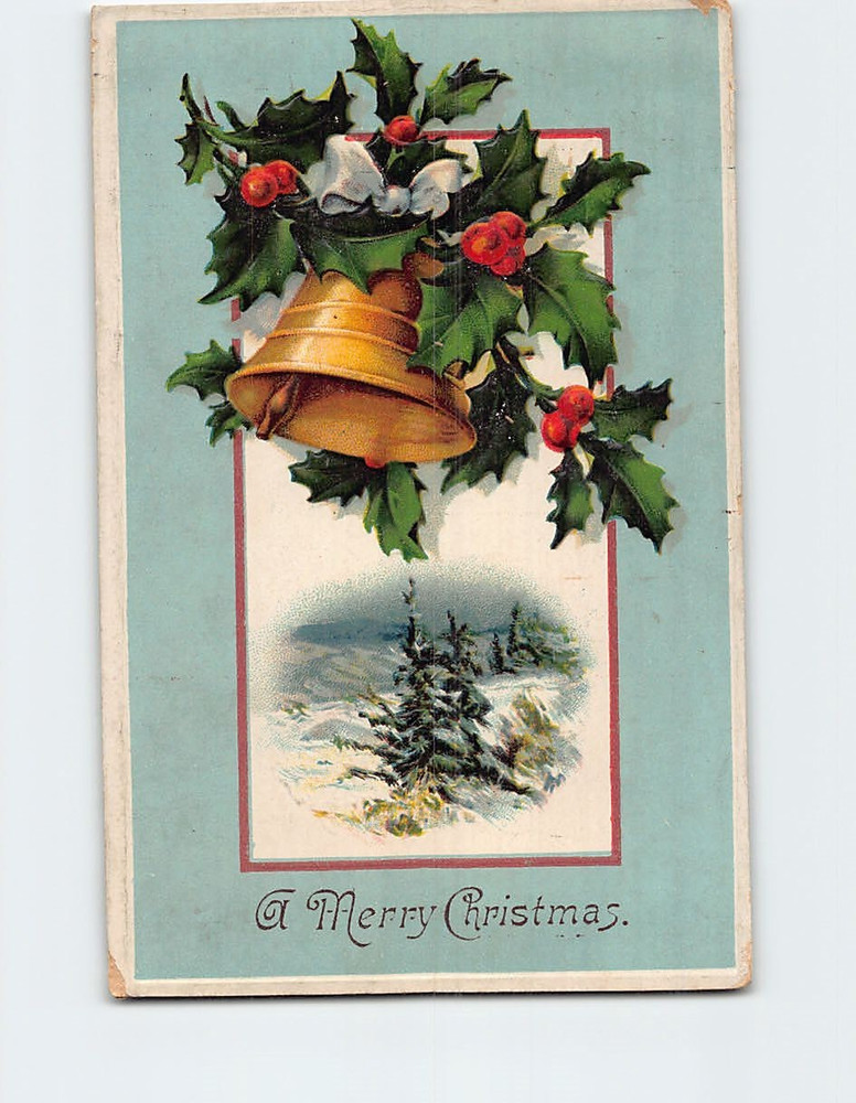 Postcard Embossed Holiday Art Print Christmas Greeting Card