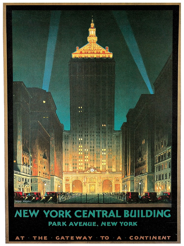 Decor Travel Poster. Graphic Design. New York Central building. Wall Art. 1925