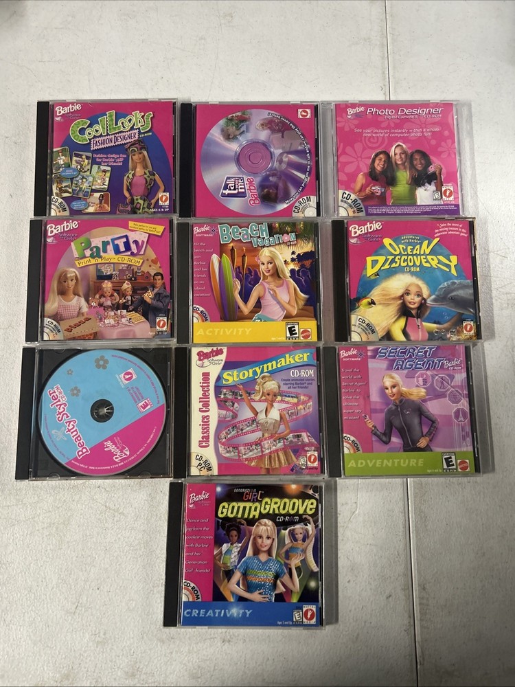 Barbie Used CD-ROM PC Lot Of 10 1990s Software