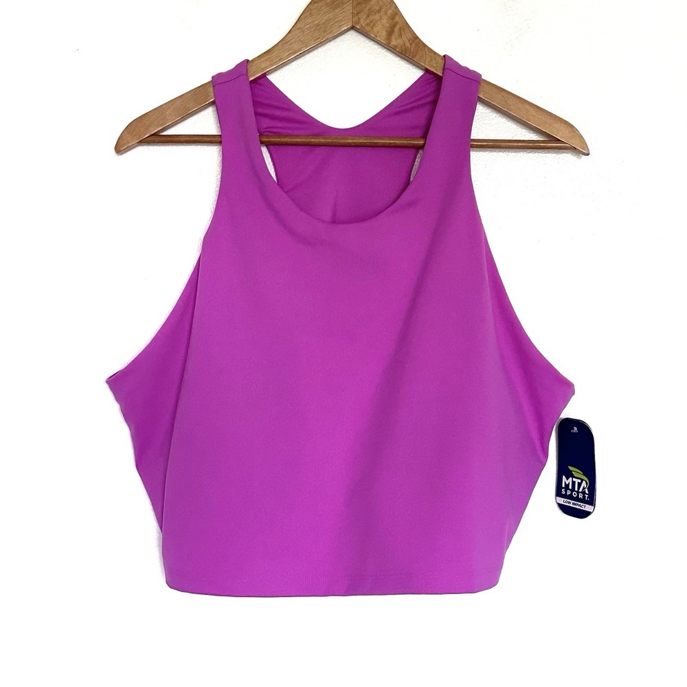 NWT MTA Sport Plus Athletic Crop Top Women’s 3X Pink Sleeveless Build In Bra
