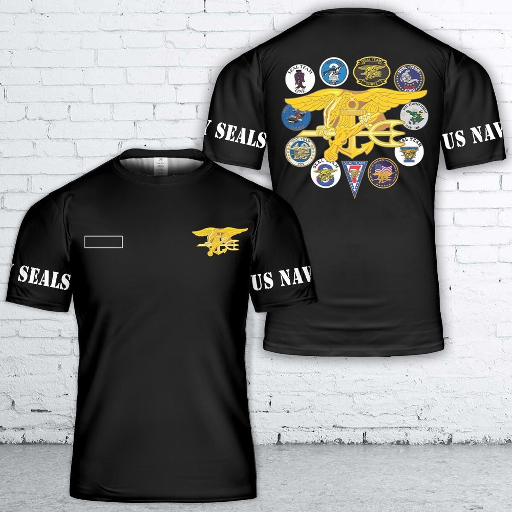 Custom 3D US Navy Seals Name T-Shirt Personalized Design
