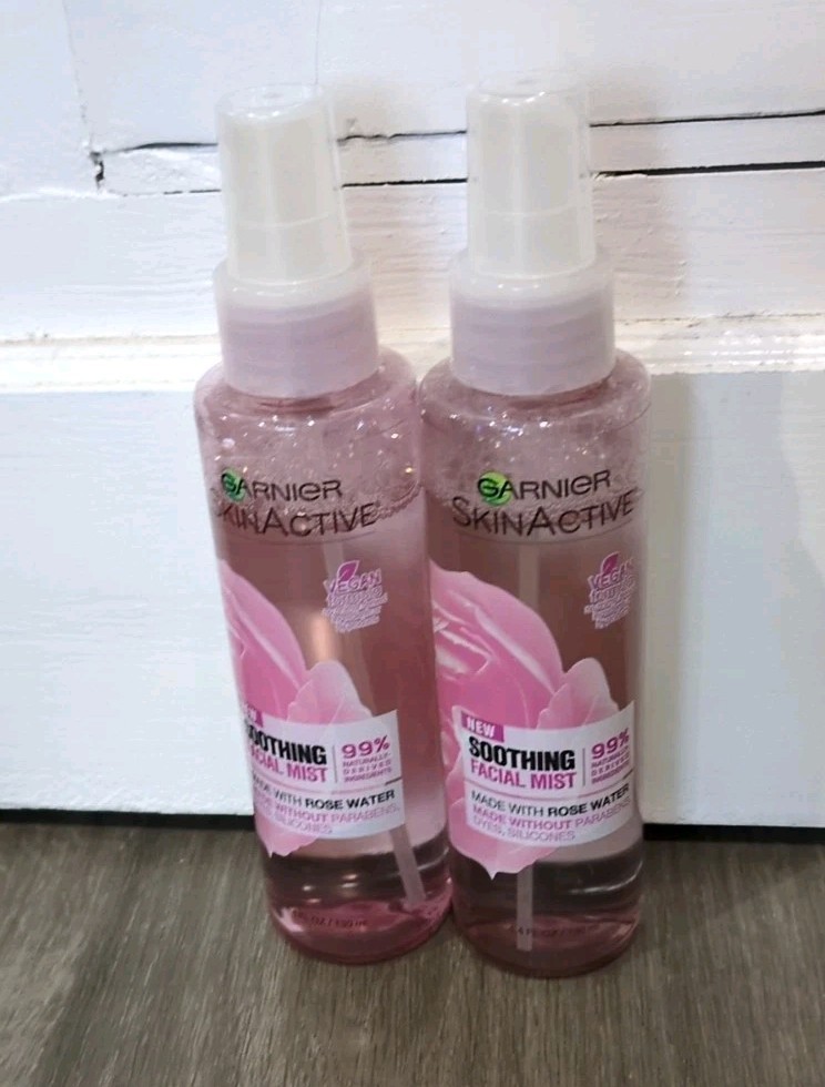 2 Garnier Skin Active Soothing Facial Mist with Rose Water Vegan Formula 4.4 Oz