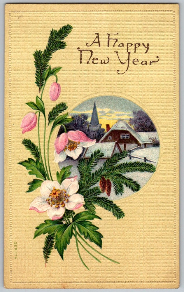 Antique Postcard A Happy New Year 1910s