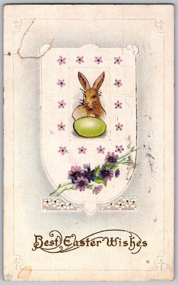 Antique Postcard Easter Bunny Green Egg Hazelwood, PA 1910s