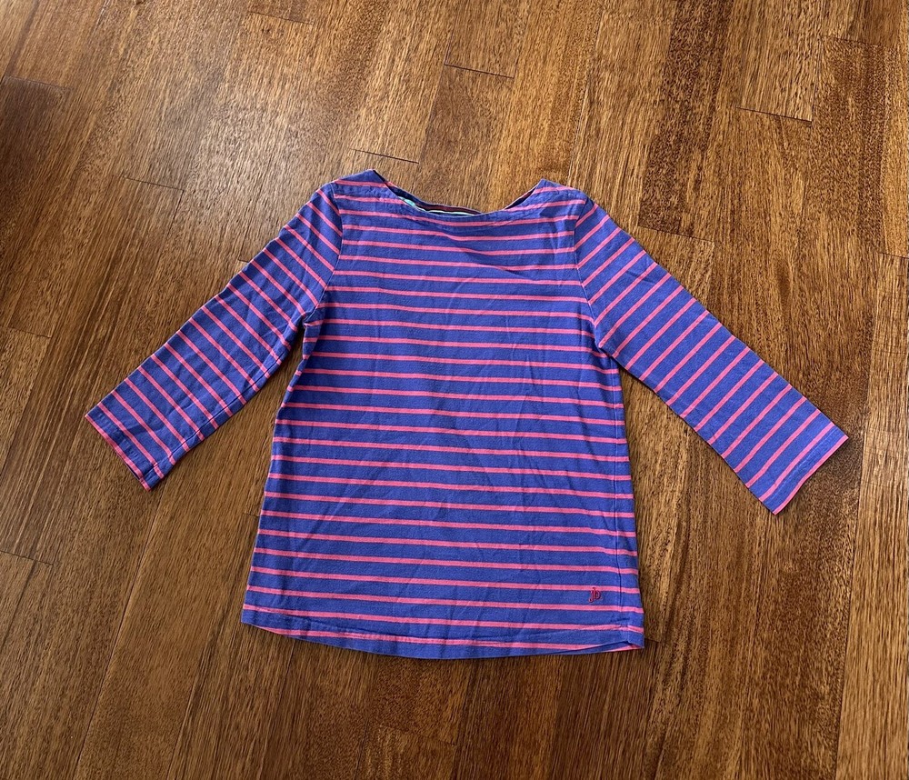 Boden Johnnie B Girls 11-12 pink purple Striped 3/4 Sleeves Breton Shirt b1