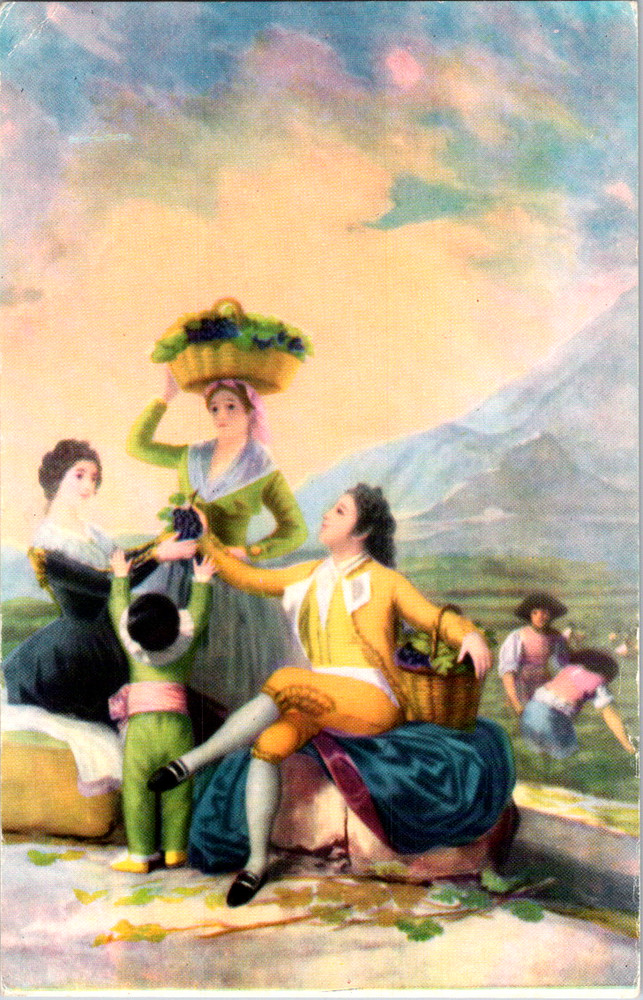 Vintage Postcard Spanish Traditional Clothing Women Gathering Outdoors