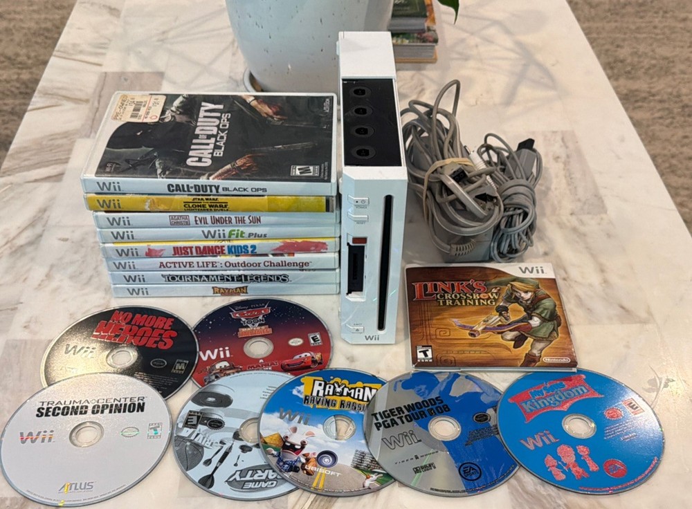 Nintendo Wii RVL-001 White GameCube Compatible 16 Game Bundle Tested Zelda