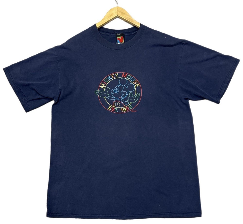 Vintage 1993 Walt Disney Mickey Mouse Embroidered Spellout T Shirt USA XL