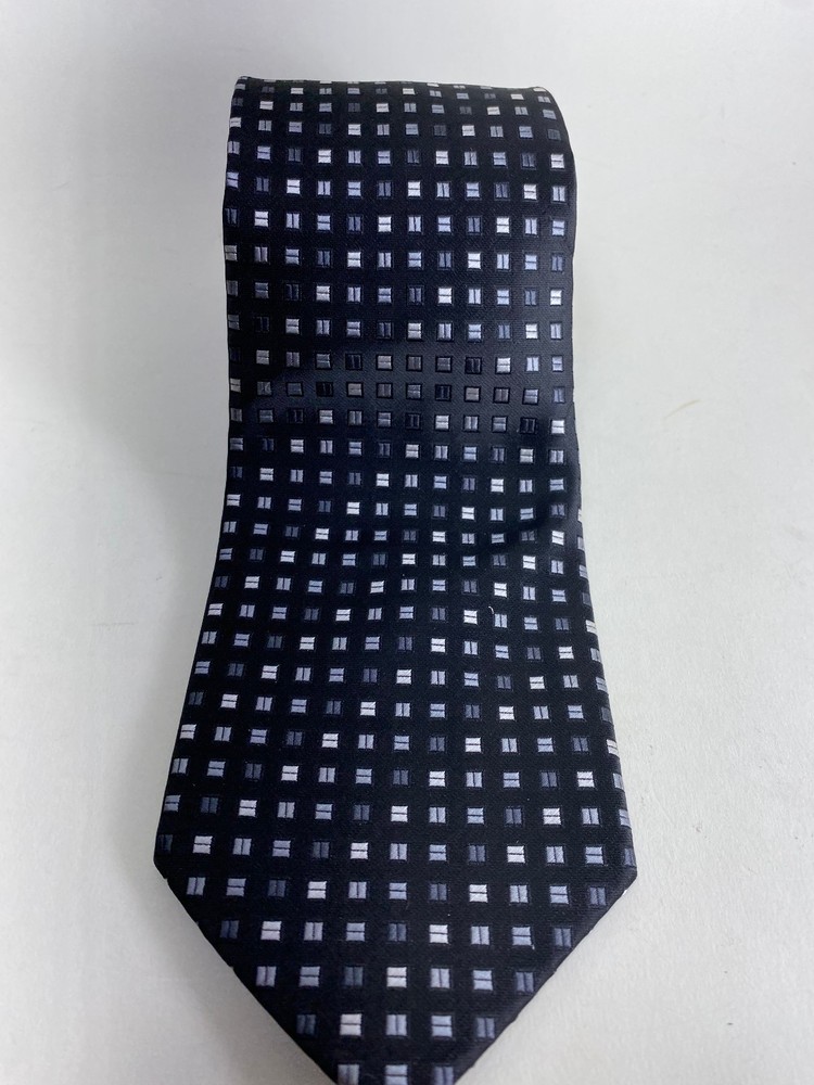 Van Heusen Mens Tie Black w/ Silver & Gray 3.5 x 57