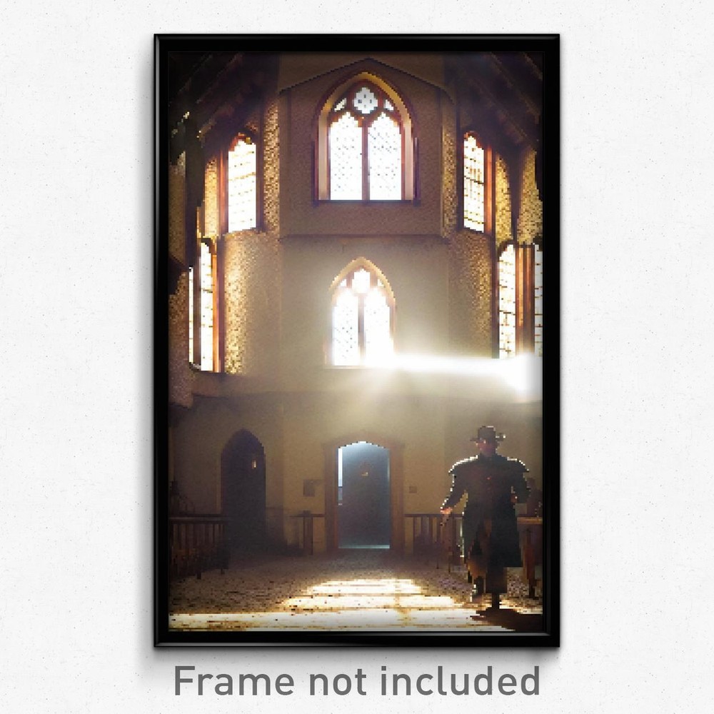 Pixel Art Poster - Bumpy Almshouse (8 Bit Psychedelic Trippy Video Game Print)
