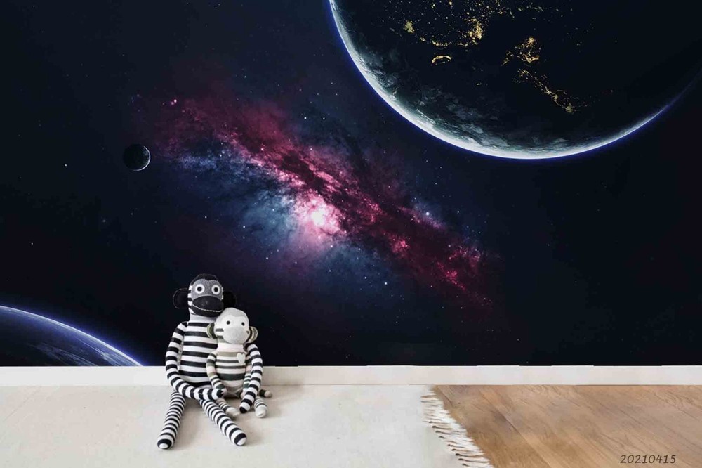 3D Space Galaxy Planet Wall Murals Wallpaper Murals Wall Sticker 5