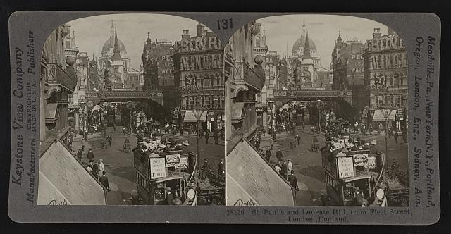 Photo:London England St Pauls Ludgate Hill Fleet Street 1926 View