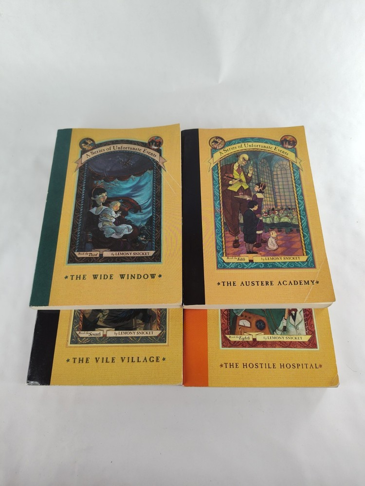 Lot of 4 A Series of Unfortunate Events 3, 5, 7,  8 Paperback Young Adult Kids