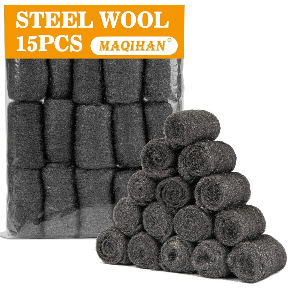 Steel Wool For Mice Control 15PCS Fine Steel Wool Pads Steel Wool Fill Roll Extr