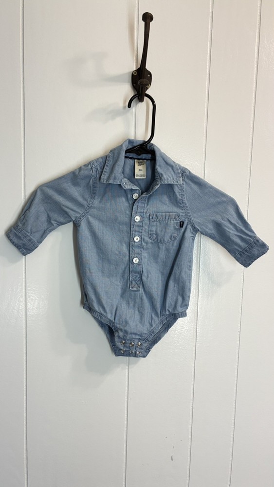 OshKosh B'gosh Baby Boys'  Blue Button Front Bodysuit, Blue, 6 Months